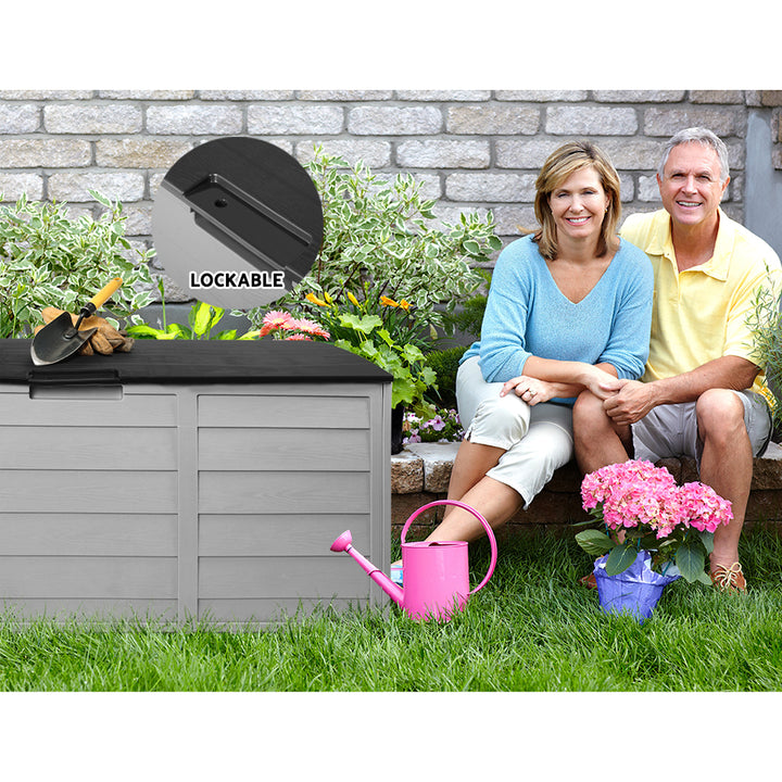 290L Outdoor Storage Box (Lockable) - Grey / Black