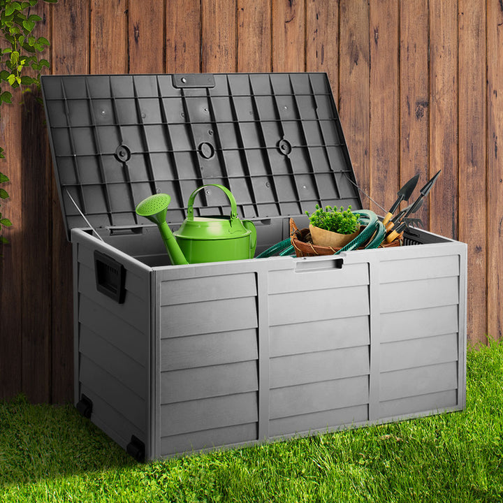 290L Outdoor Storage Box (Lockable) - Grey / Black