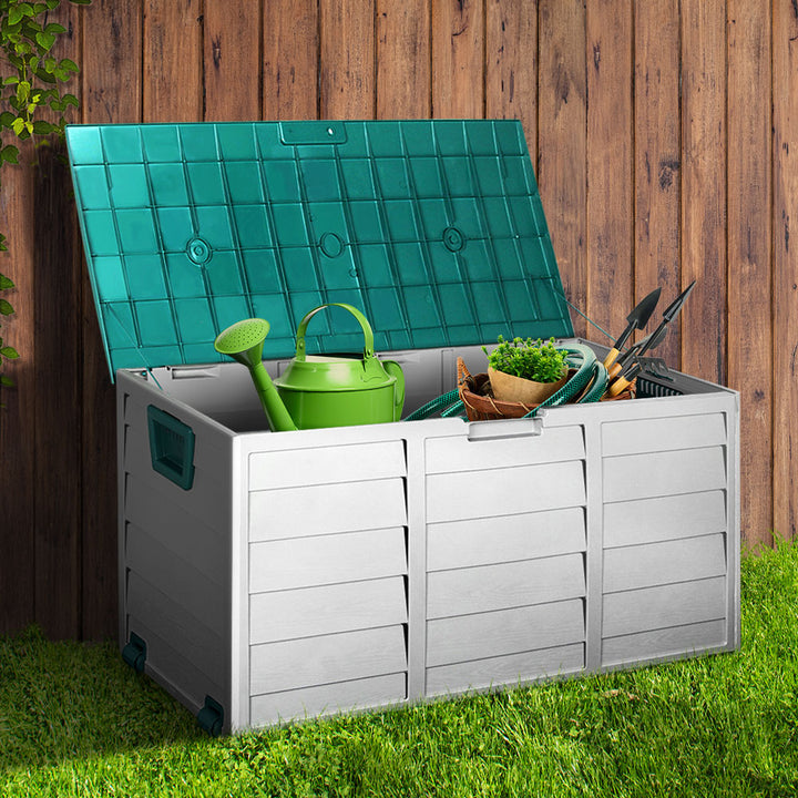 290L Outdoor Storage Box (Lockable) - Green / Grey