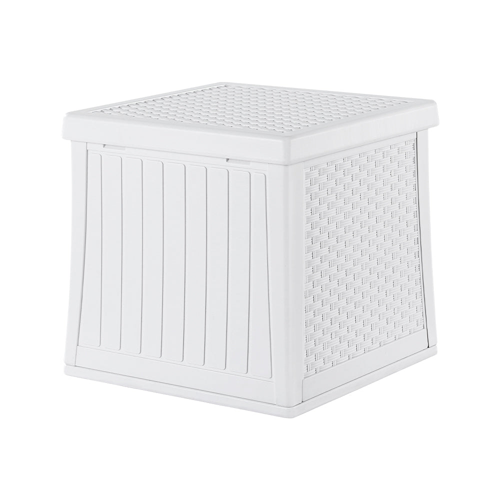 56L Outdoor Storage Box Side Table Bench White – The Best