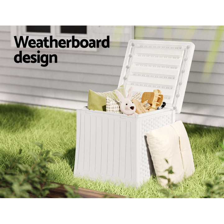 56L Outdoor Storage Box / Side Table / Bench - White
