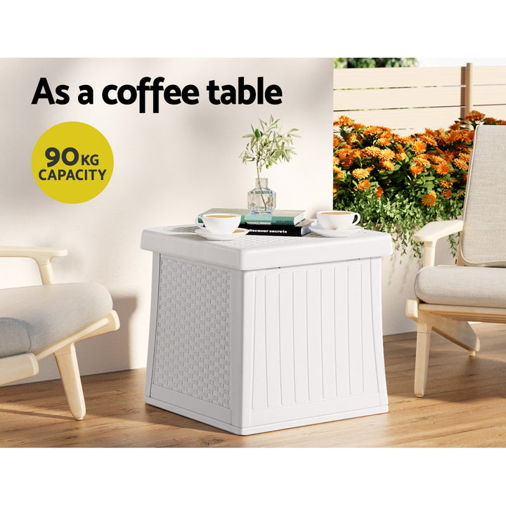 56L Outdoor Storage Box / Side Table / Bench - White