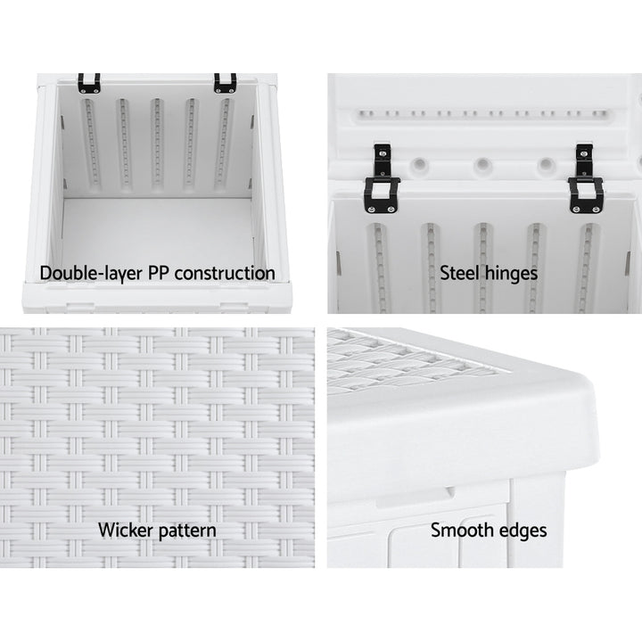 56L Outdoor Storage Box / Side Table / Bench - White