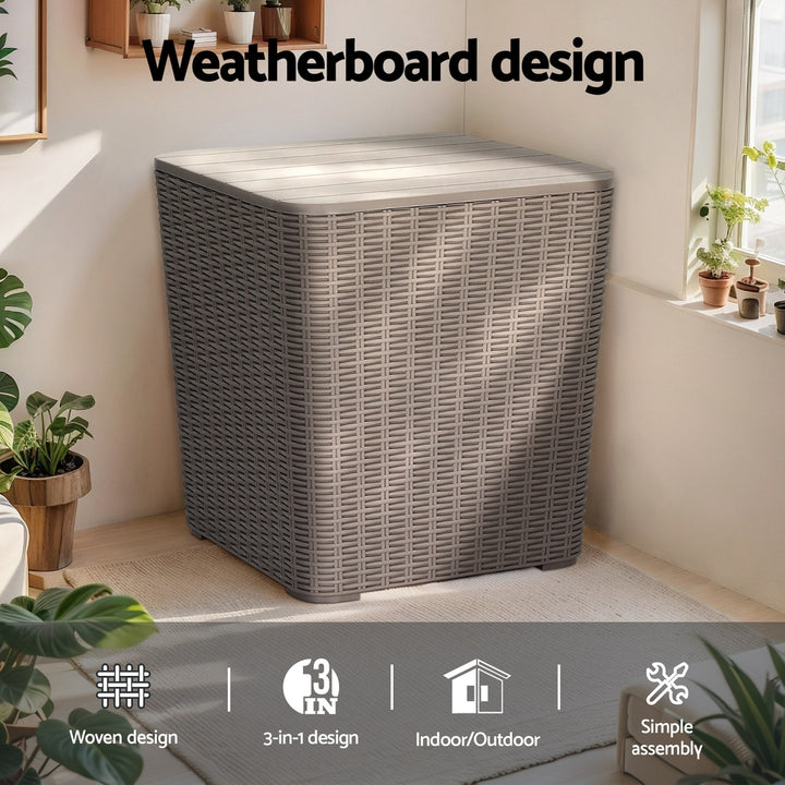 43L Outdoor Storage Box / Side Table / Bench - Brown