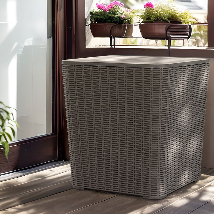 43L Outdoor Storage Box / Side Table / Bench - Brown