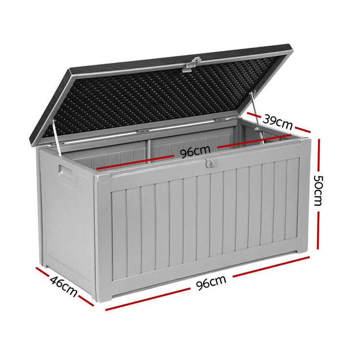 190L Outdoor Storage Box / Bench (Lockable) - Grey / Black