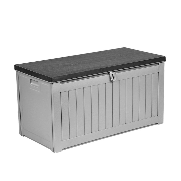 190L Outdoor Storage Box / Bench (Lockable) - Grey / Black