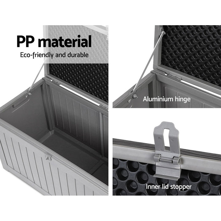 190L Outdoor Storage Box / Bench (Lockable) - Grey / Black