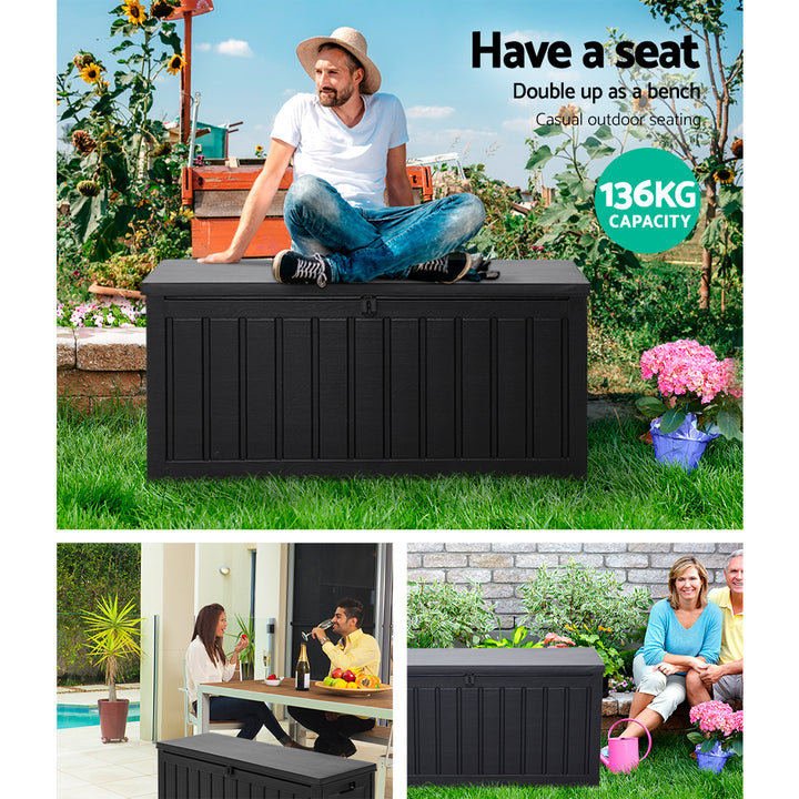 240L Outdoor Storage Box / Bench - Black