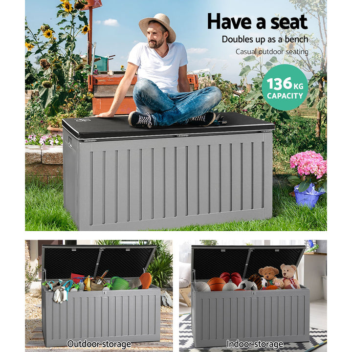 270L Outdoor Storage Box / Bench - Dark Grey