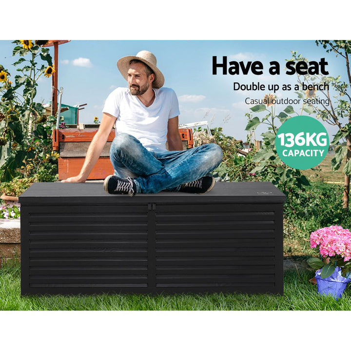 390L Outdoor Storage Box / Bench (Lockable) - Black
