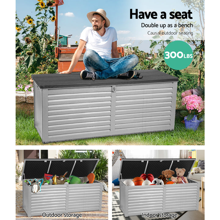 390L Outdoor Storage Box / Bench (Lockable) - Grey