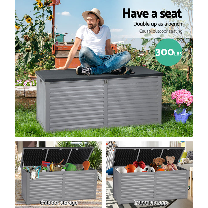 490L Outdoor Storage Box / Bench - Grey