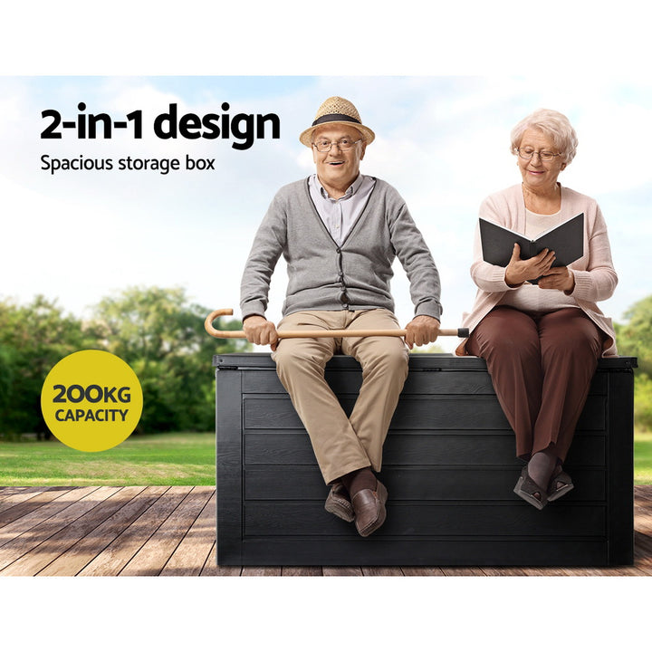 680L Waterproof Outdoor Storage Box / Bench (Lockable) - Black