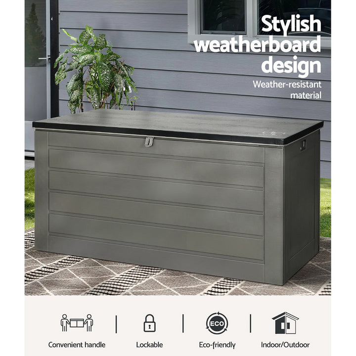 680L Waterproof Outdoor Storage Box / Bench (Lockable)  - Grey