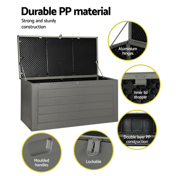 680L Waterproof Outdoor Storage Box / Bench (Lockable)  - Grey