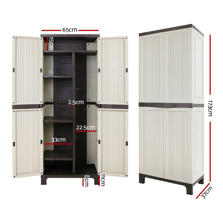 173cm Outdoor Storage Cabinet / Lockable Cupboard - Beige