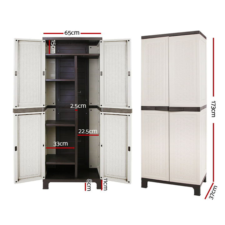 173cm Outdoor Storage Cabinet / Cupboard - Rattan Beige