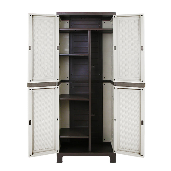173cm Outdoor Storage Cabinet / Cupboard - Rattan Beige
