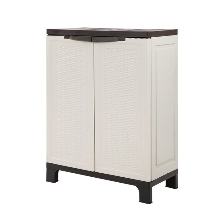92cm Outdoor Storage Cabinet  / Lockable Cupboard - Rattan Beige