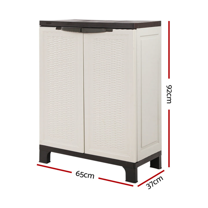 92cm Outdoor Storage Cabinet  / Lockable Cupboard - Rattan Beige