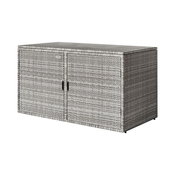 Outdoor Storage Box with Shelves - Steel Frame / PE Wicker