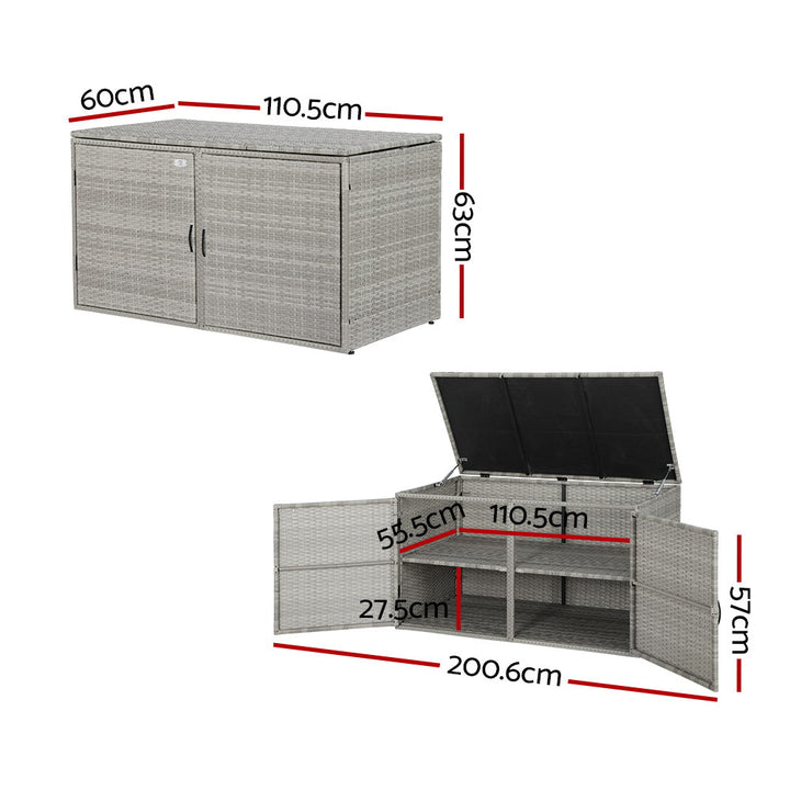 Outdoor Storage Box with Shelves - Steel Frame / PE Wicker