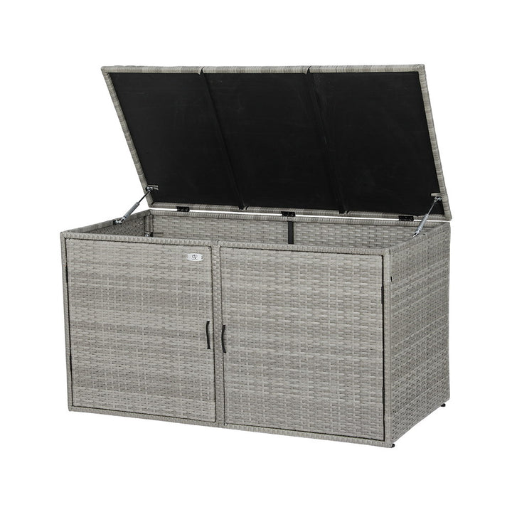 Outdoor Storage Box with Shelves - Steel Frame / PE Wicker