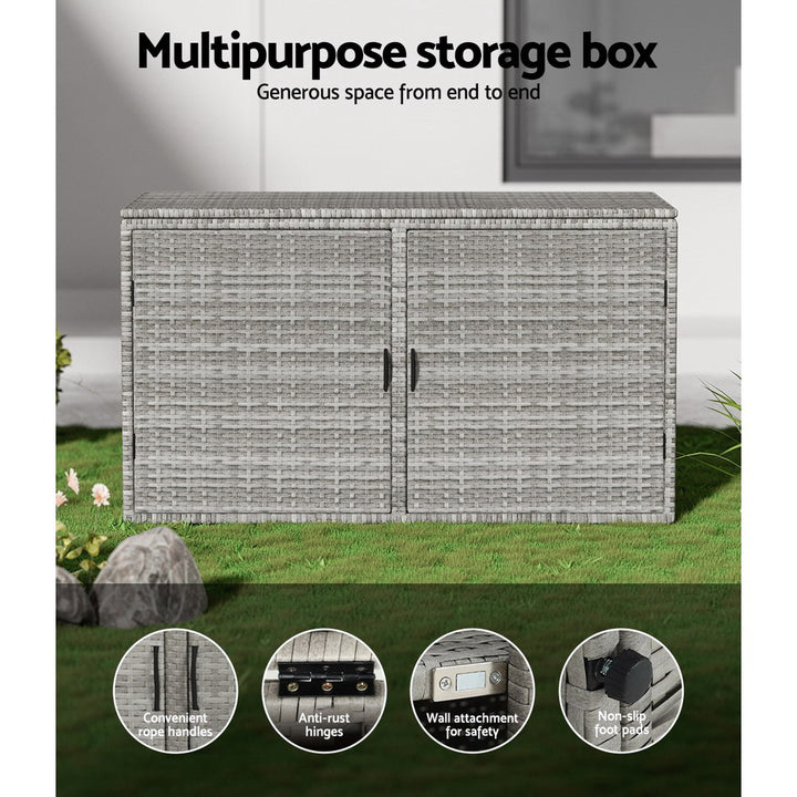 Outdoor Storage Box with Shelves - Steel Frame / PE Wicker