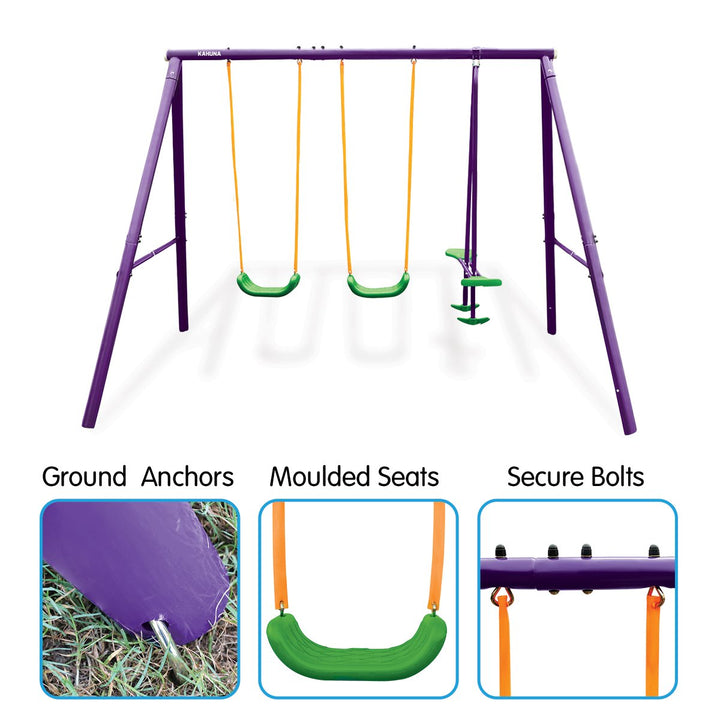 Kahuna Kids 4-Seater Swing Set (Purple / Green)