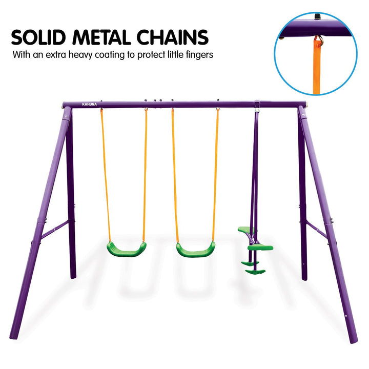 Kahuna Kids 4-Seater Swing Set (Purple / Green)