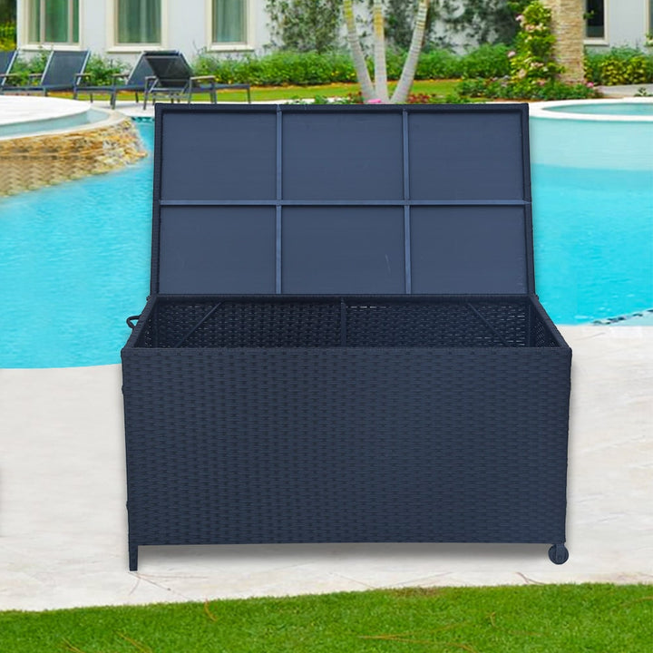 320L Outdoor PE Wicker Storage Box - Black
