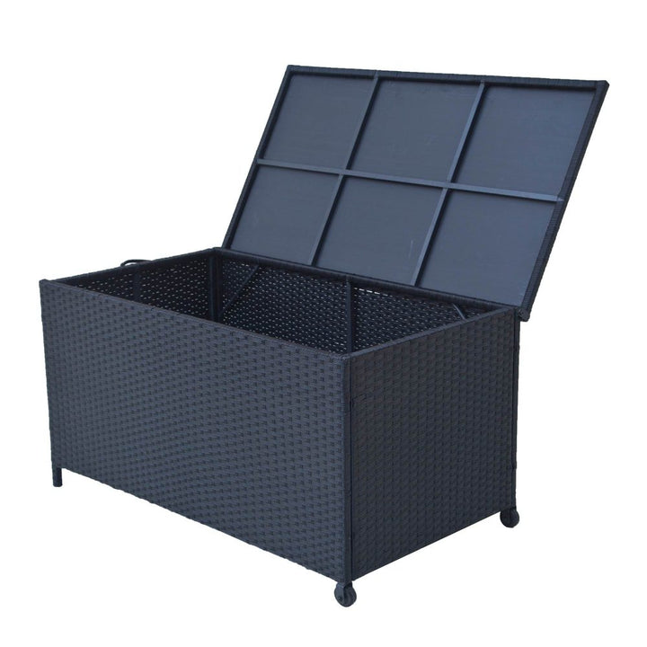 320L Outdoor PE Wicker Storage Box - Black