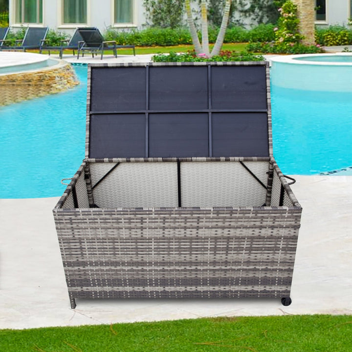 320L Outdoor Wicker Storage Box - Grey