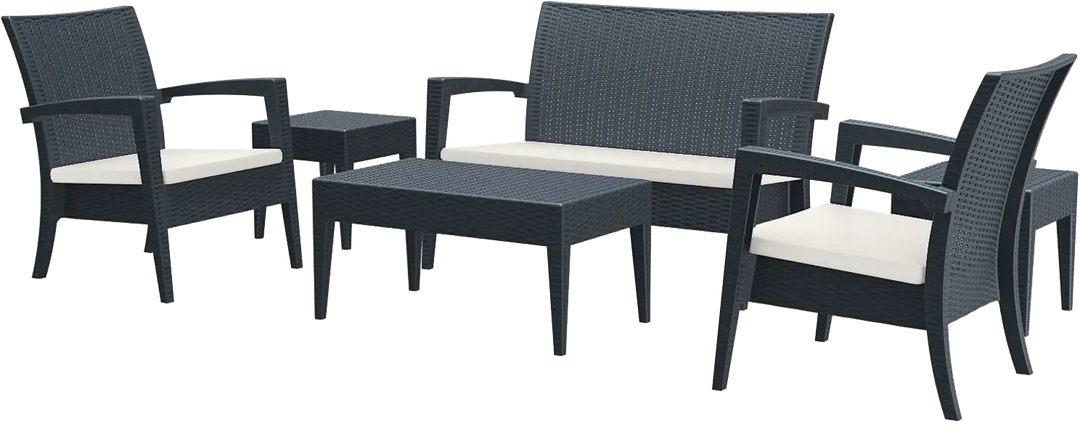 Siesta 6 Piece Miami (Tequila) Lounge Sofa Set (Available in White, Chocolate & Anthracite)