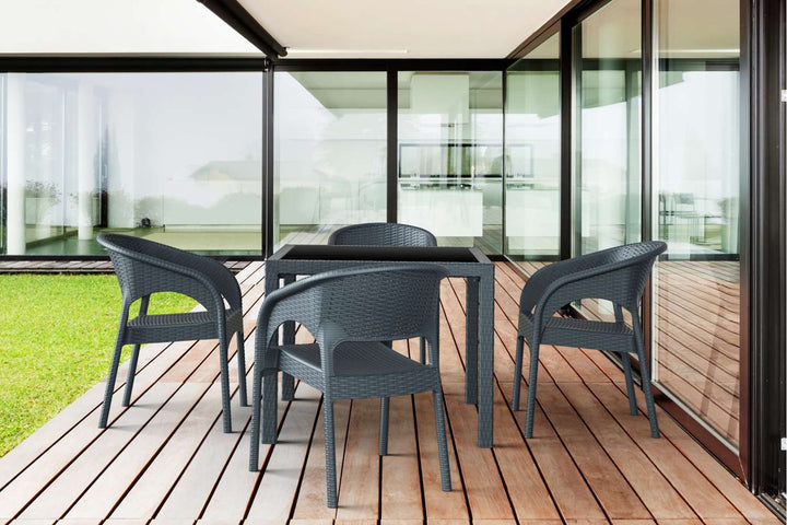 Siesta 5-Piece Table Setting with Bali Table & Panama Arm Chair