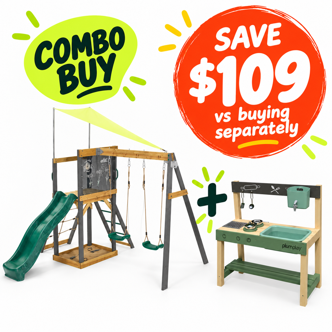 Plum® Siamang Wooden Playcentre + Grubby Griddle Mud Pie Kitchen Bundle