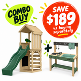 Plum® Lookout Tower Play Centre + Grubby Griddle Mud Pie Kitchen Bundle