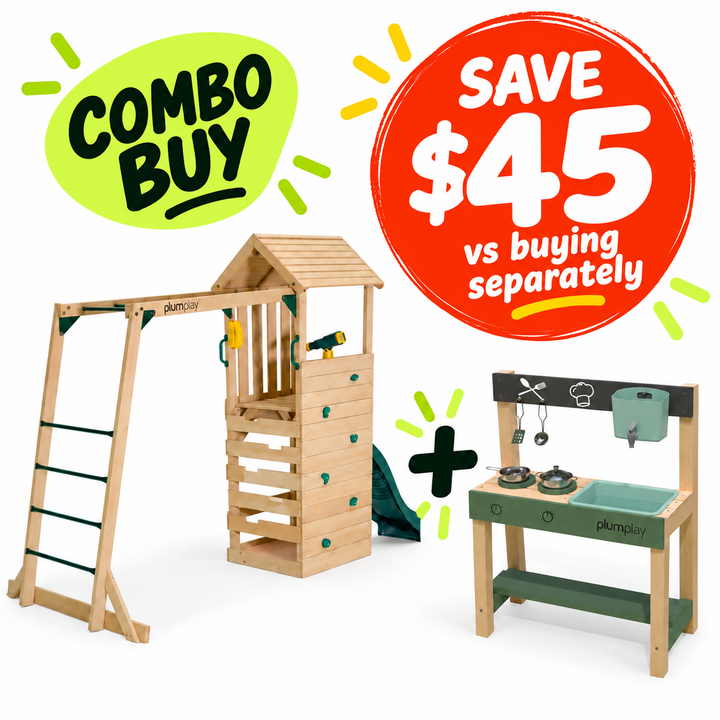 Plum® Lookout Tower Colour Pop Play Centre + Puddle & Pie Outdoor Kitchen Bundle