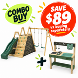 Plum® Climbing Pyramid Play Centre + Grubby Griddle Mud Pie Kitchen Bundle