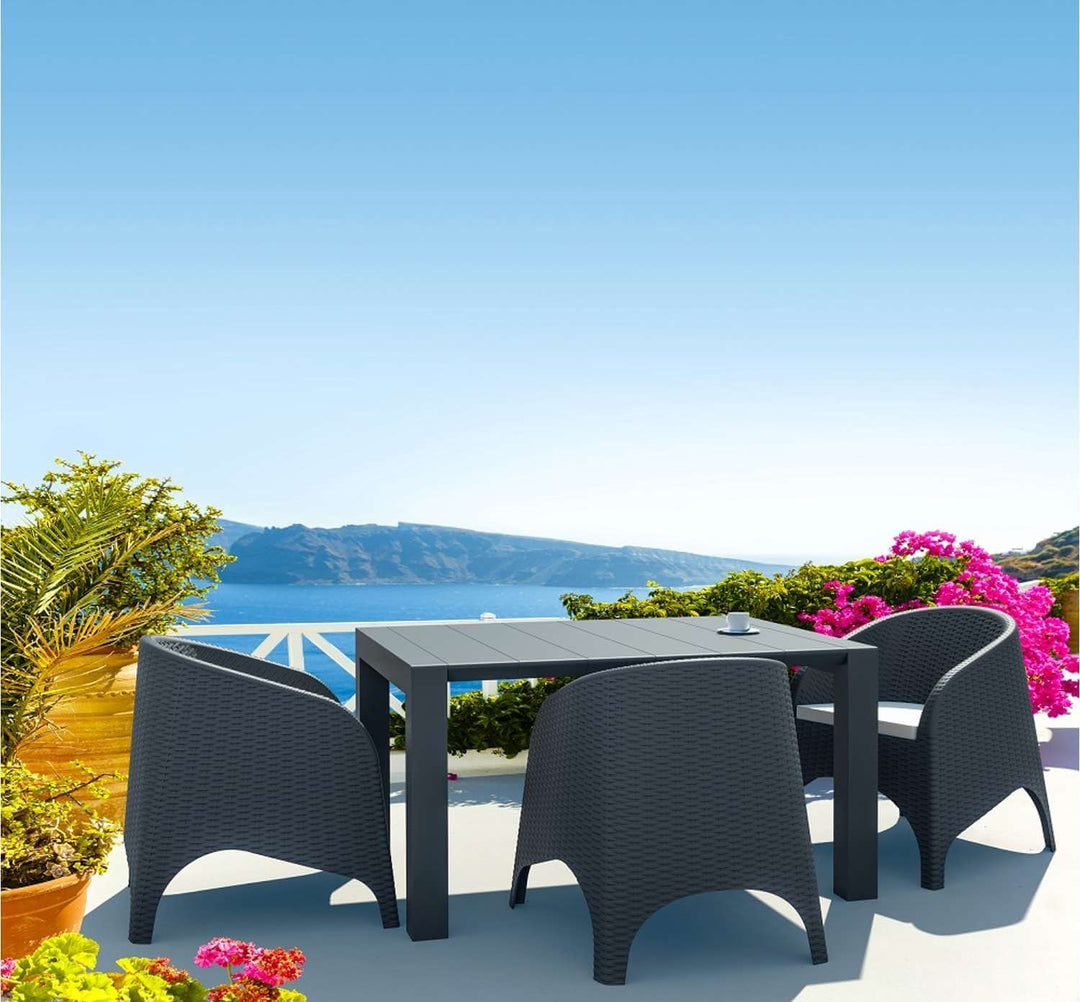 Siesta Vegas Table 100/140/Aruba Arm Chairs 3 Seat Package (Available in Anthracite, Chocolate & White))