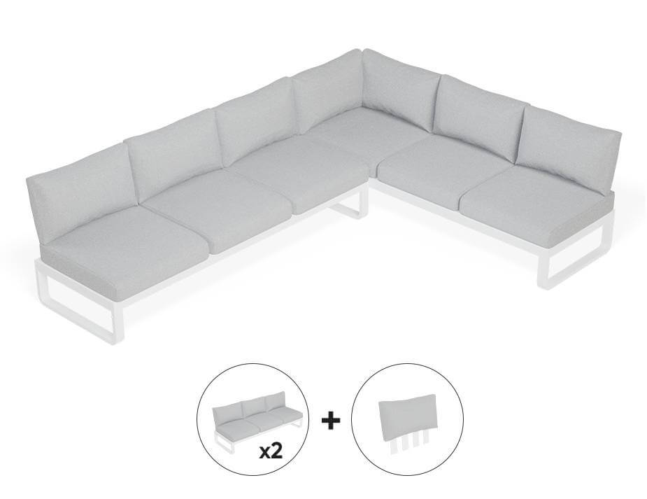 Fino Config E: Outdoor Modular Sofa (Avail in Matt Charcoal & Matt White Frame)