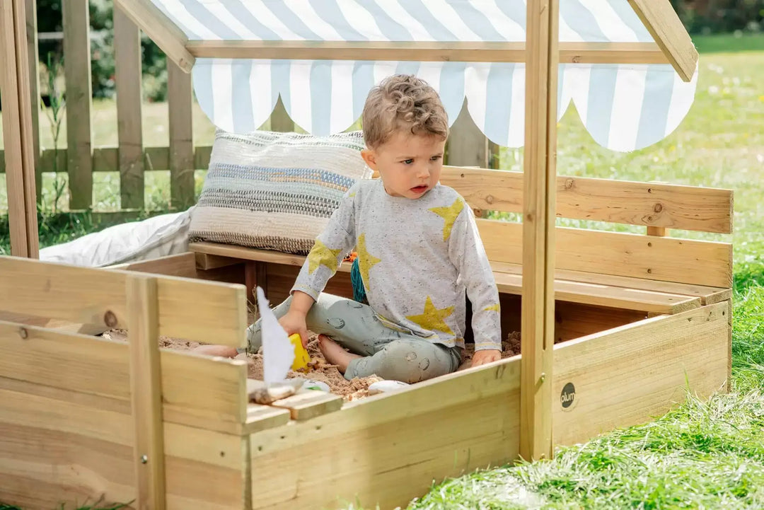 Plum Wooden Sandpit with Canopy