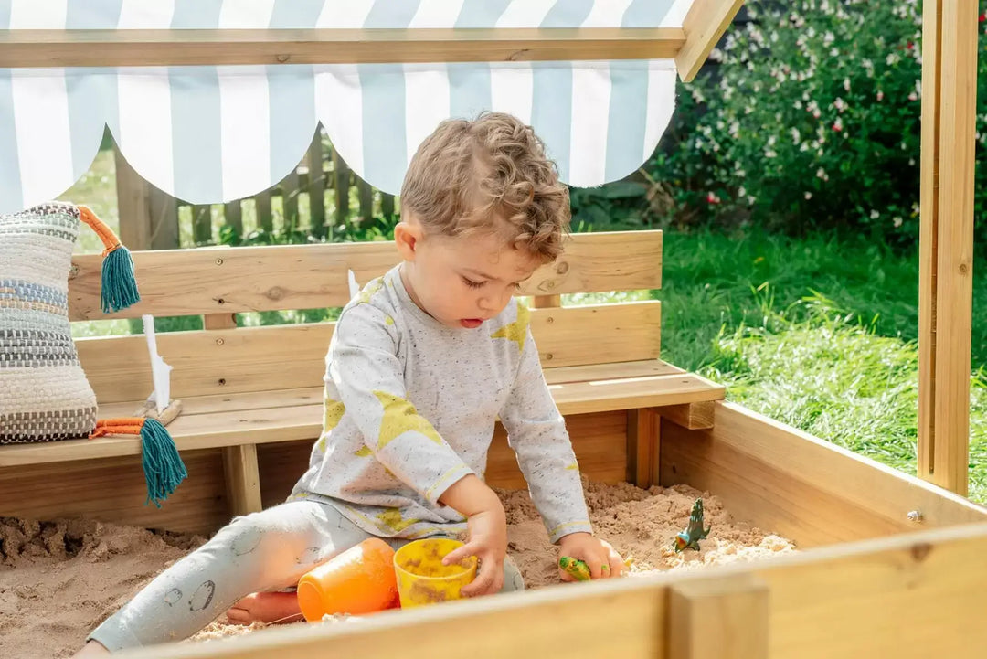 Plum Wooden Sandpit with Canopy