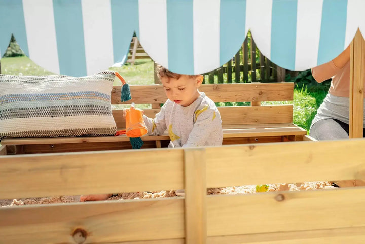 Plum Wooden Sandpit with Canopy