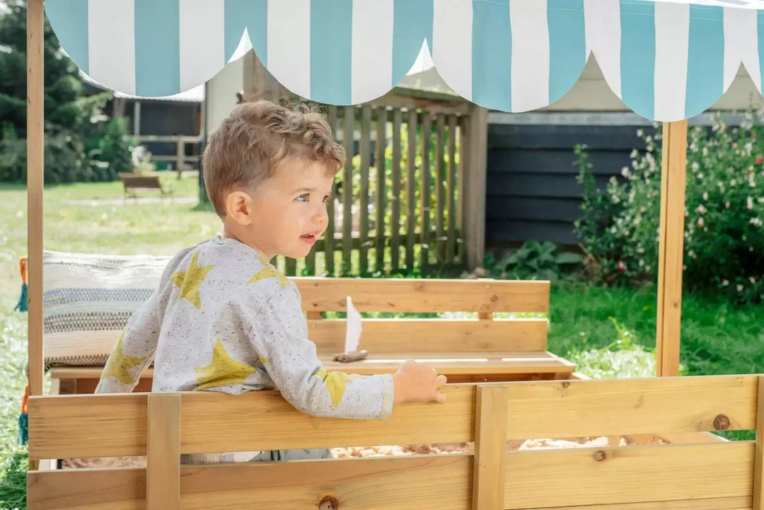 Plum Wooden Sandpit with Canopy