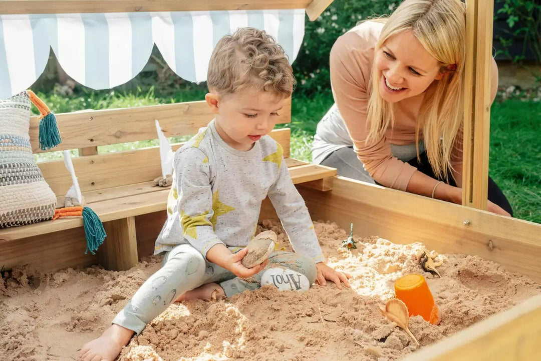 Plum Wooden Sandpit with Canopy