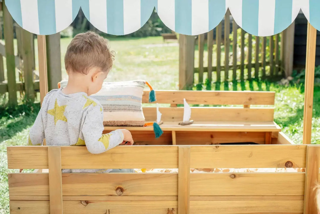 Plum Wooden Sandpit with Canopy