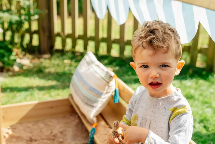 Plum Wooden Sandpit with Canopy