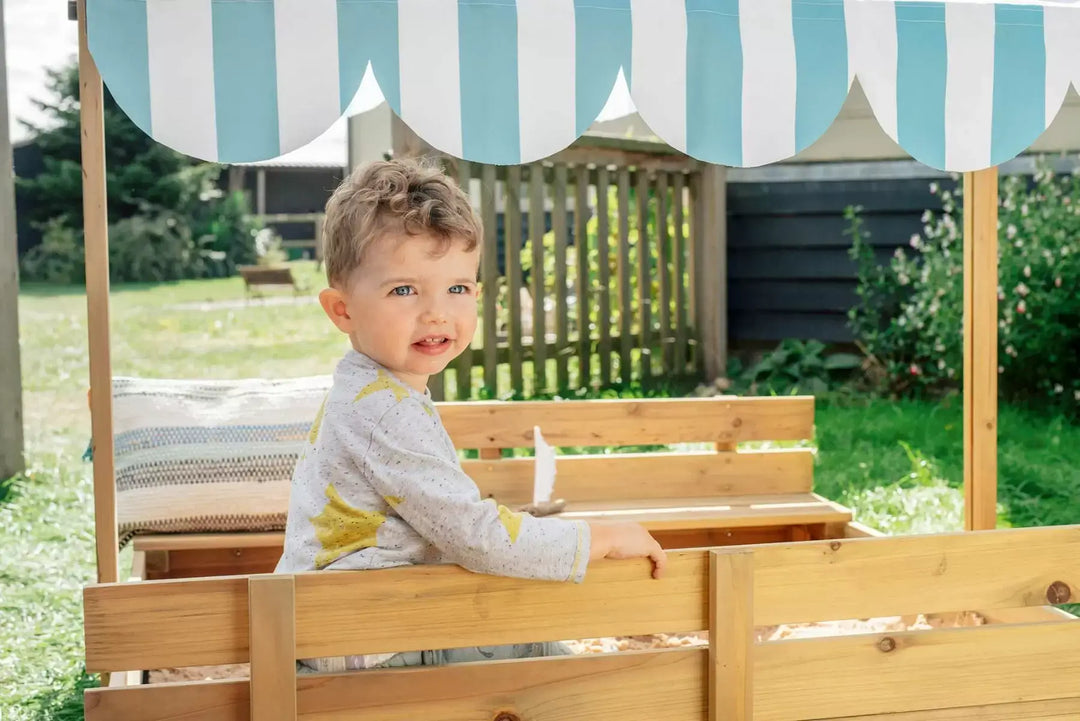 Plum Wooden Sandpit with Canopy